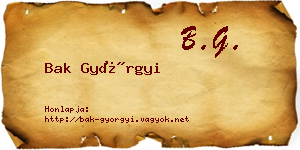 Bak Györgyi névjegykártya